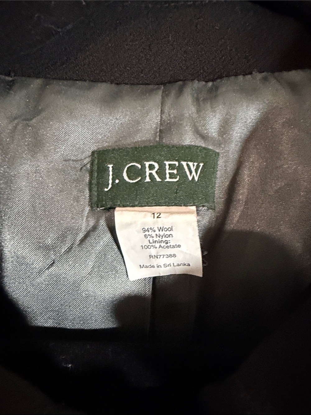 J. Crew Black Wool Long Sleeve Coat with Covered Buttons - Picture 2 of 7